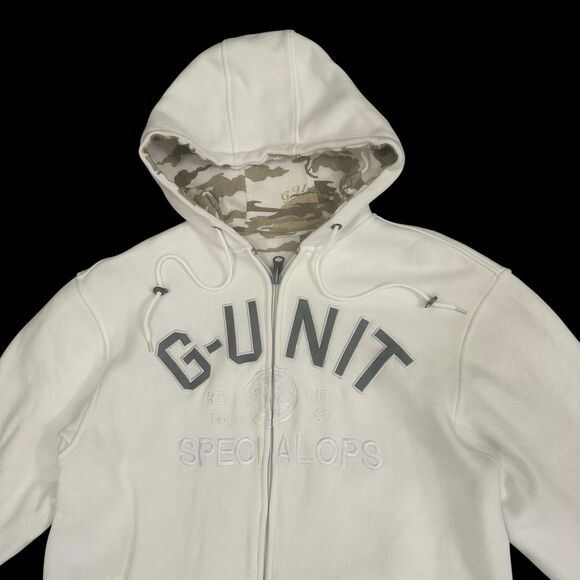 Vintage G-Unit Hoodie Mens L Heavy Weight Reversible White Camouflage Y2K - Picture 2 of 16